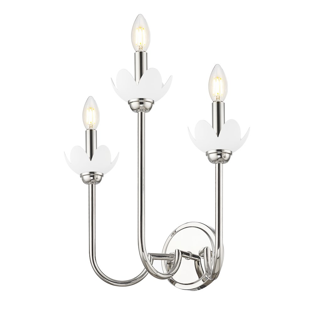 Z-Lite Allistair 3 Light Wall Sconce in Polished Nickel color, Steel frame. Picture 3