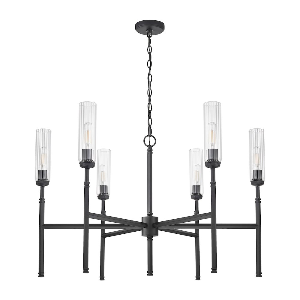 Z-Lite 6 Light Chandelier, Matte Black. Picture 7