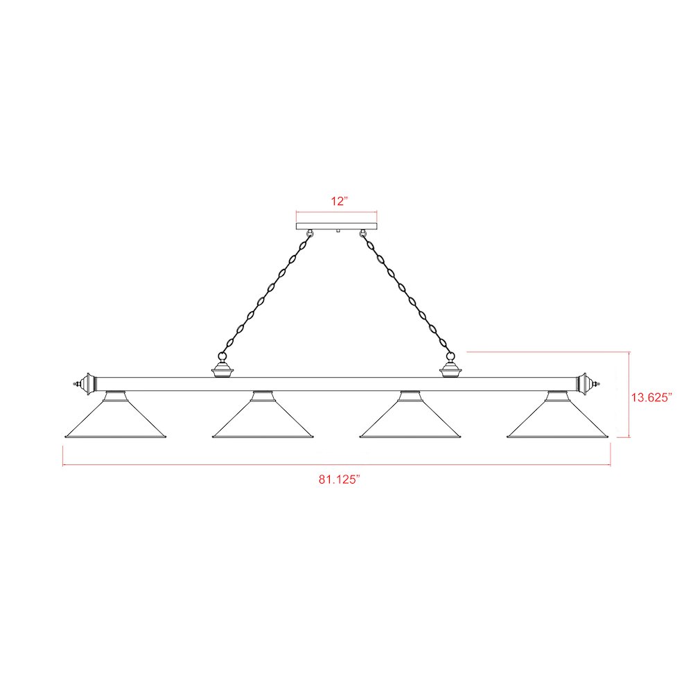 Z-Lite Cordon 4 Light Billiard, Steel Frame, Navy Blue Shade Color. Picture 8