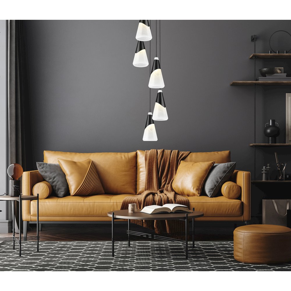 Z-Lite Aimie 5 Light Chandelier, Matte Black. Picture 6