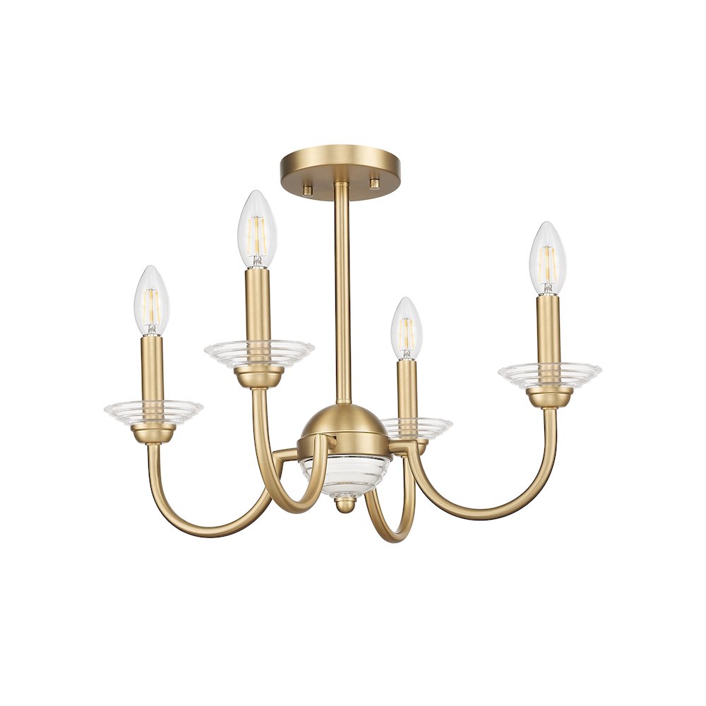 Z-Lite Allistair 4 Light Semi Flush Mount in Modern Gold color, Steel frame. Picture 5