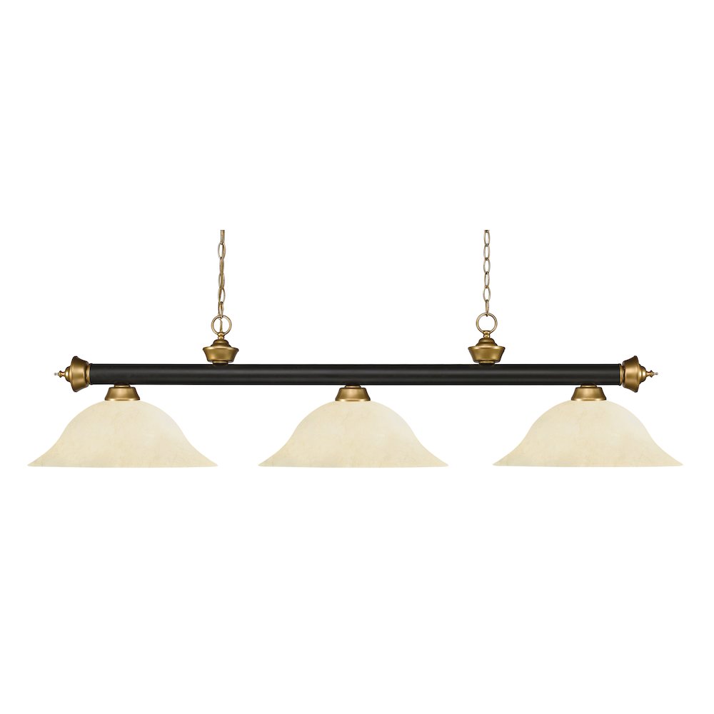 Z-Lite Riviera 3 Light Billiard, Steel Frame, Golden Mottle Shade Color. Picture 1