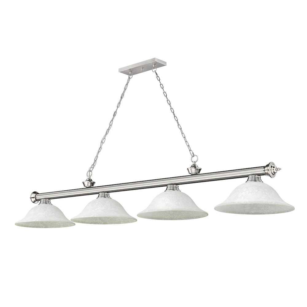 Z-Lite Cordon 4 Light Billiard, Steel Frame, White Mottle Shade Color. Picture 5