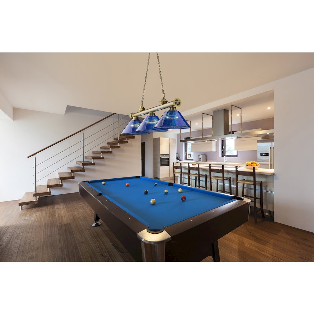 Z-Lite Cordon 3 Light Billiard, Steel Frame, Dark Blue Shade Color. Picture 7
