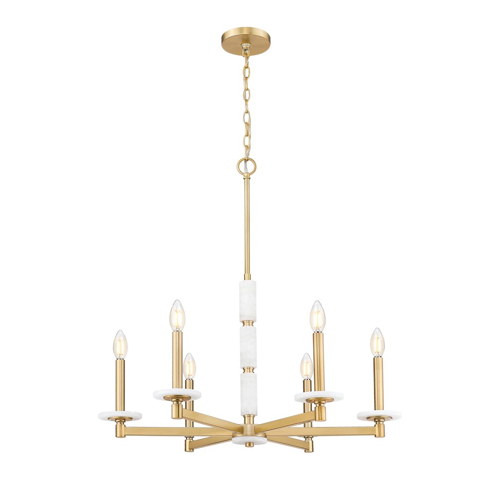 Z-Lite Kaden 6 Light Chandelier in Modern Gold color, Steel frame. Picture 1