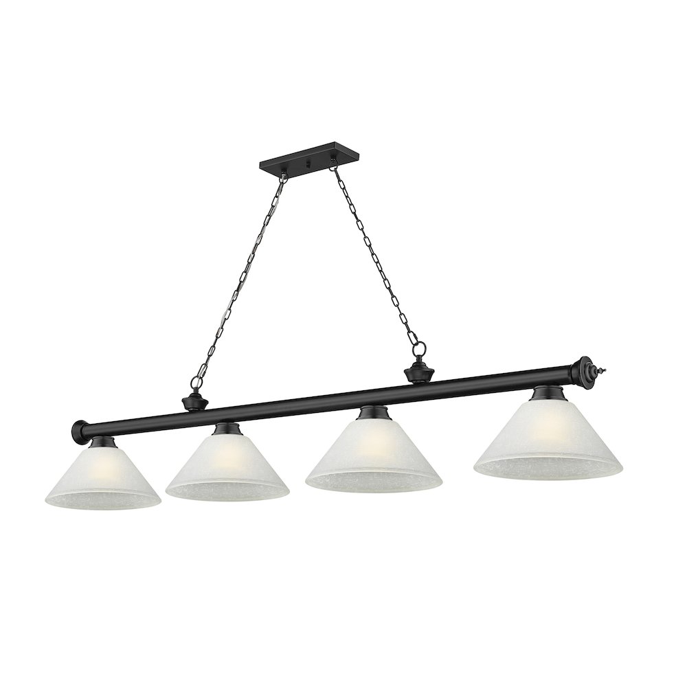 Z-Lite Cordon 4 Light Billiard, Steel Frame, White Linen Shade Color. Picture 1
