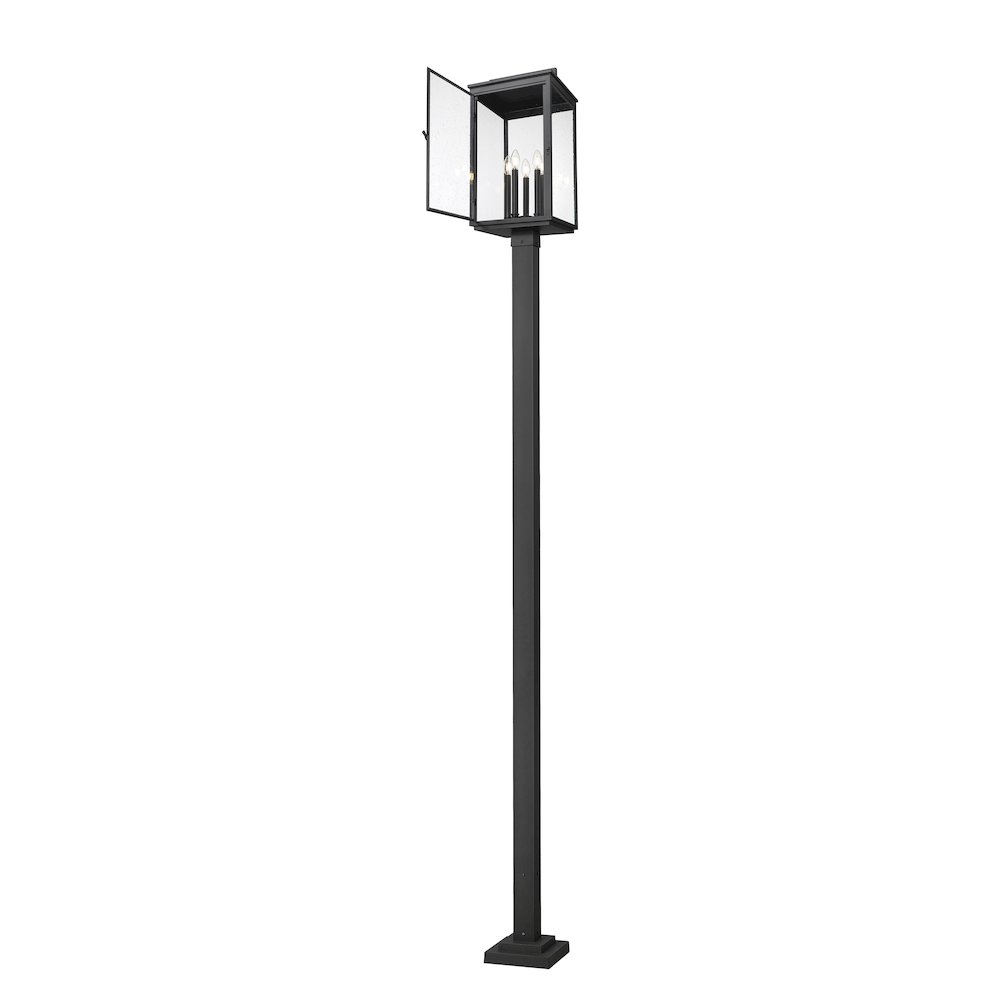 Z-Lite Hartwell 5 Light Outdoor Post Mounted Fixture in Sand Black color. Picture 2