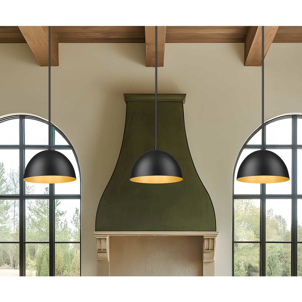 Z-Lite 1 Light Pendant, Matte Black. Picture 6