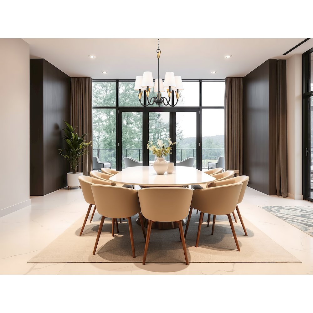 Z-Lite Claudelle 5 Light Chandelier in Matte Black + Modern Gold color. Picture 6