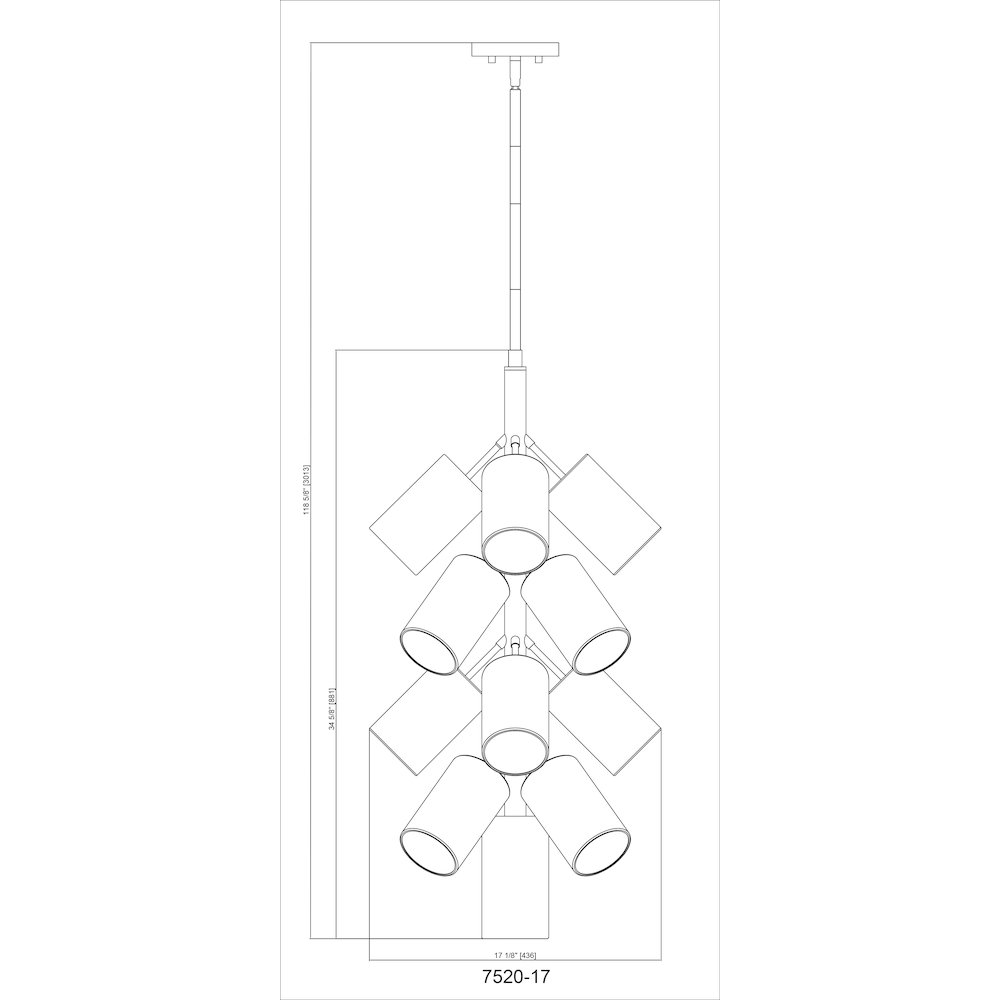 Lumina 17 Light Matte Black Chandelier. Picture 8