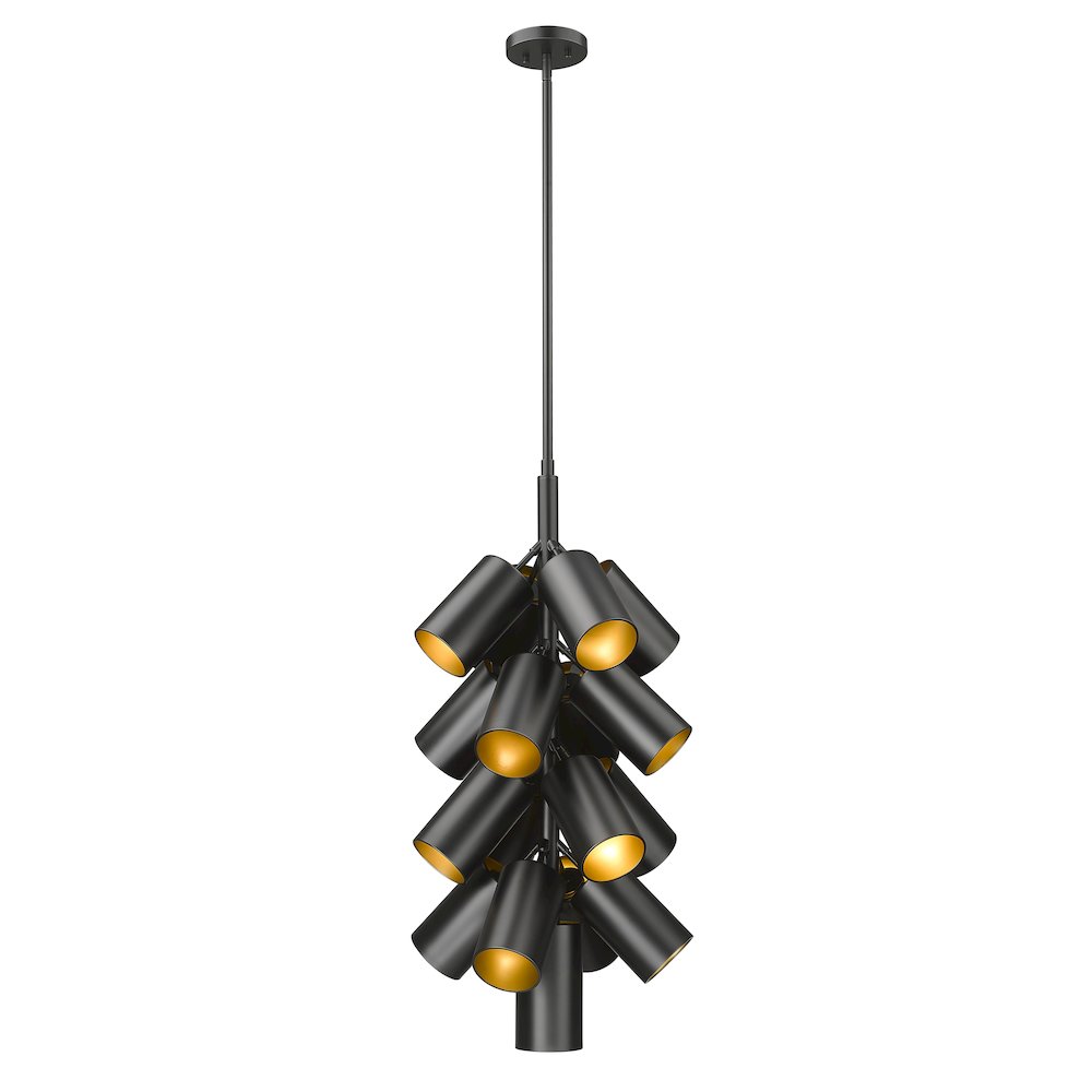 Lumina 17 Light Matte Black Chandelier. Picture 1