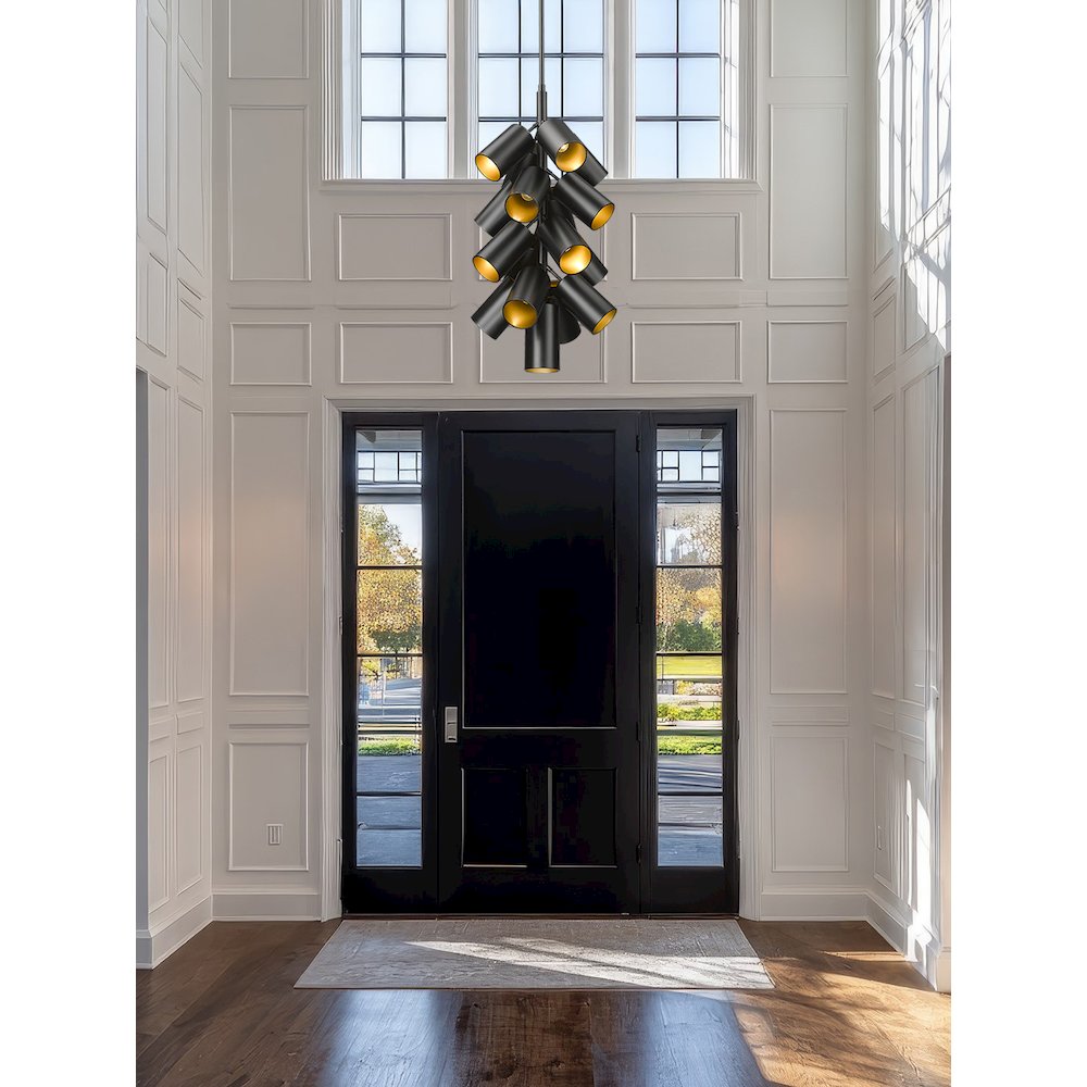 Lumina 17 Light Matte Black Chandelier. Picture 3