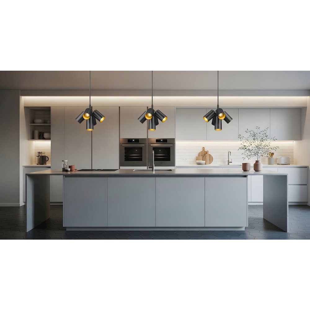 Lumina 5 Light Matte Black Chandelier. Picture 3