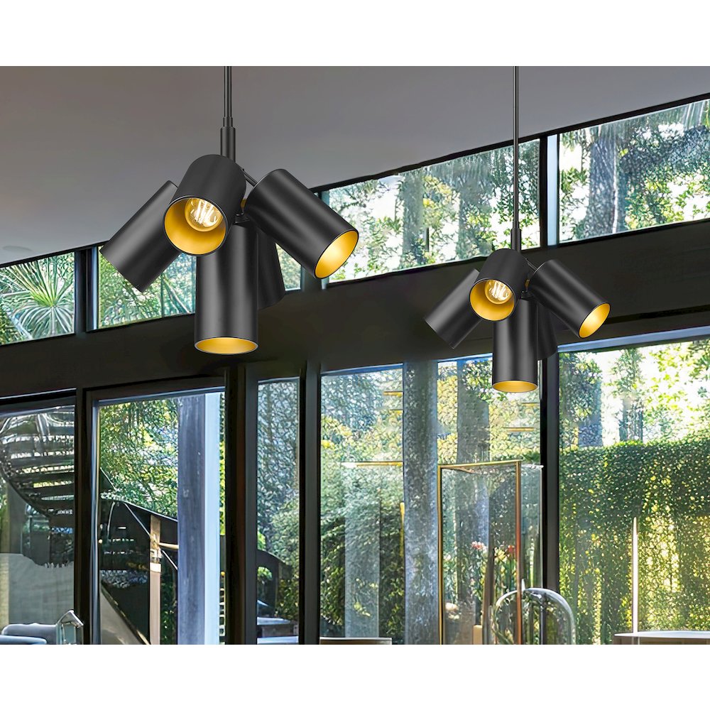 Lumina 5 Light Matte Black Chandelier. Picture 2