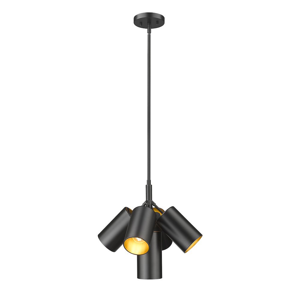 Lumina 5 Light Matte Black Chandelier. Picture 1