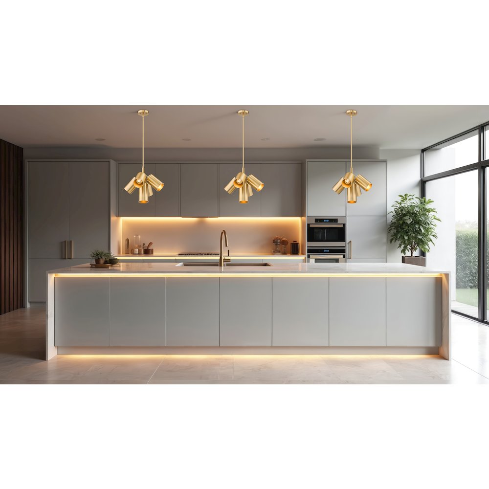 Lumina 5 Light Modern Gold Chandelier. Picture 2