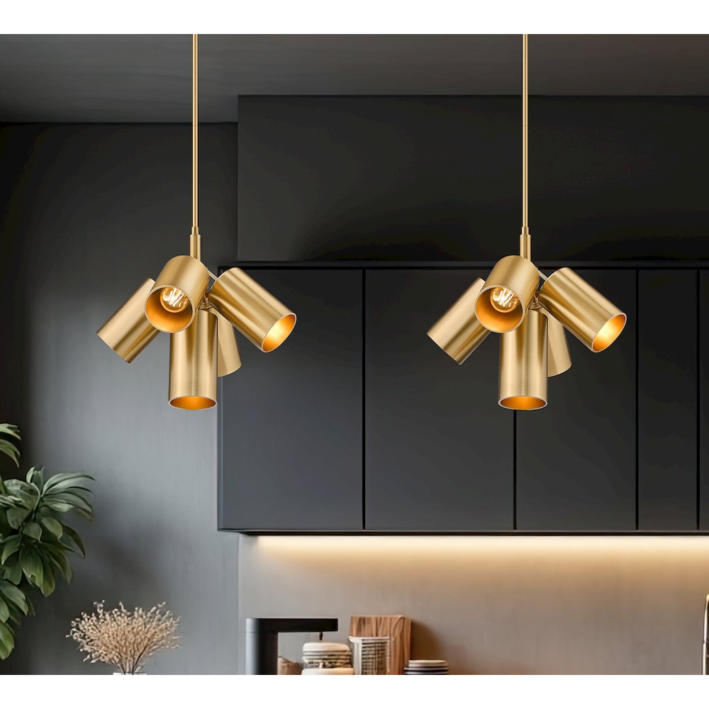 Lumina 5 Light Modern Gold Chandelier. Picture 3