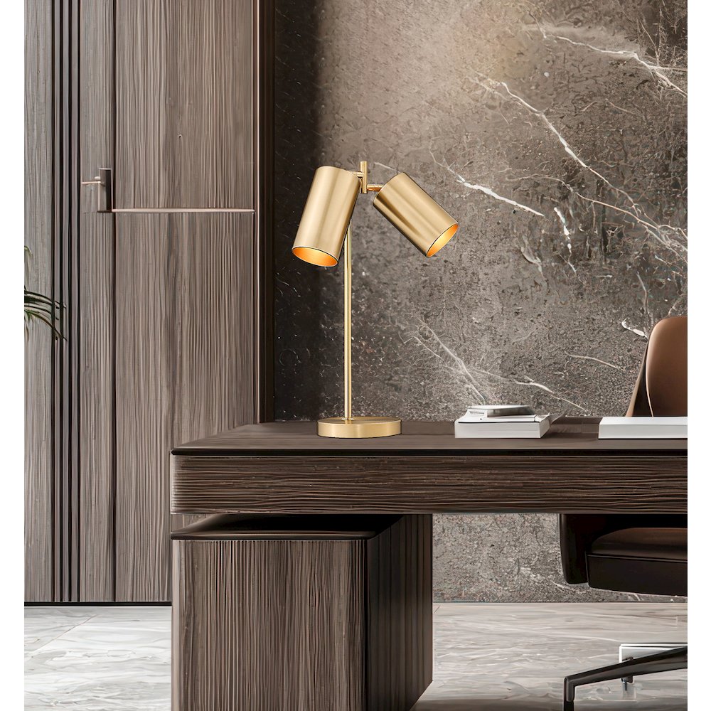 Lumina 2 Light Modern Gold Table Lamp. Picture 2