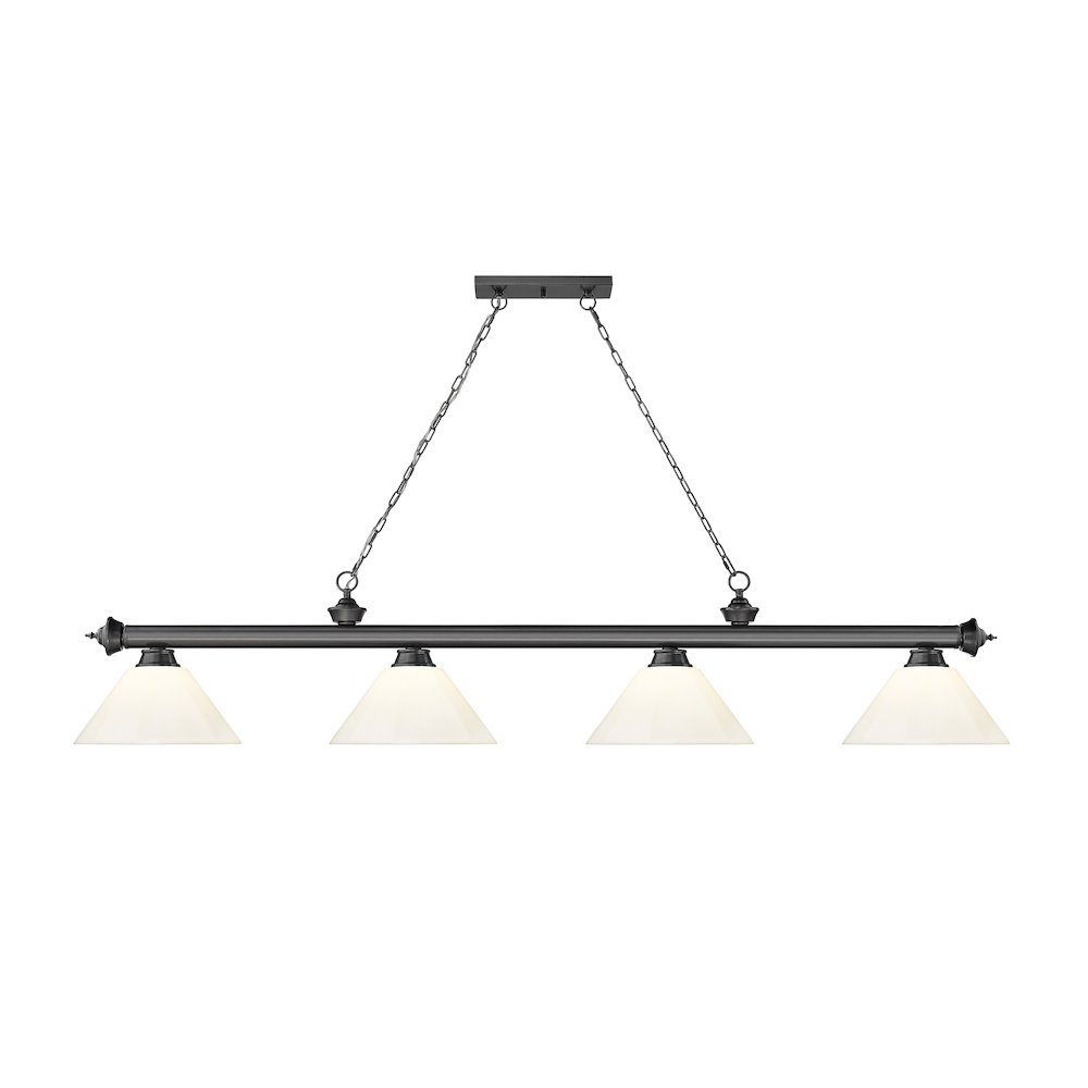 Z-Lite Cordon 4 Light Billiard, Steel Frame, White Shade Color. Picture 2