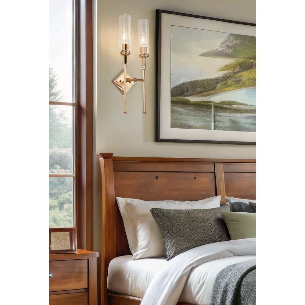 Z-Lite 2 Light Wall Sconce, Modern Gold. Picture 6