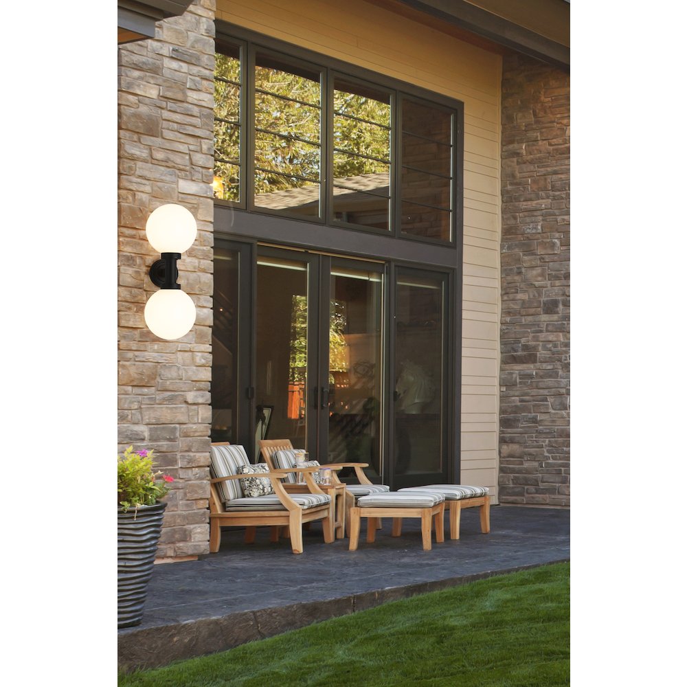 Z-Lite Laurent 2 Light Outdoor Wall Light in Black Frame Finish. Picture 7