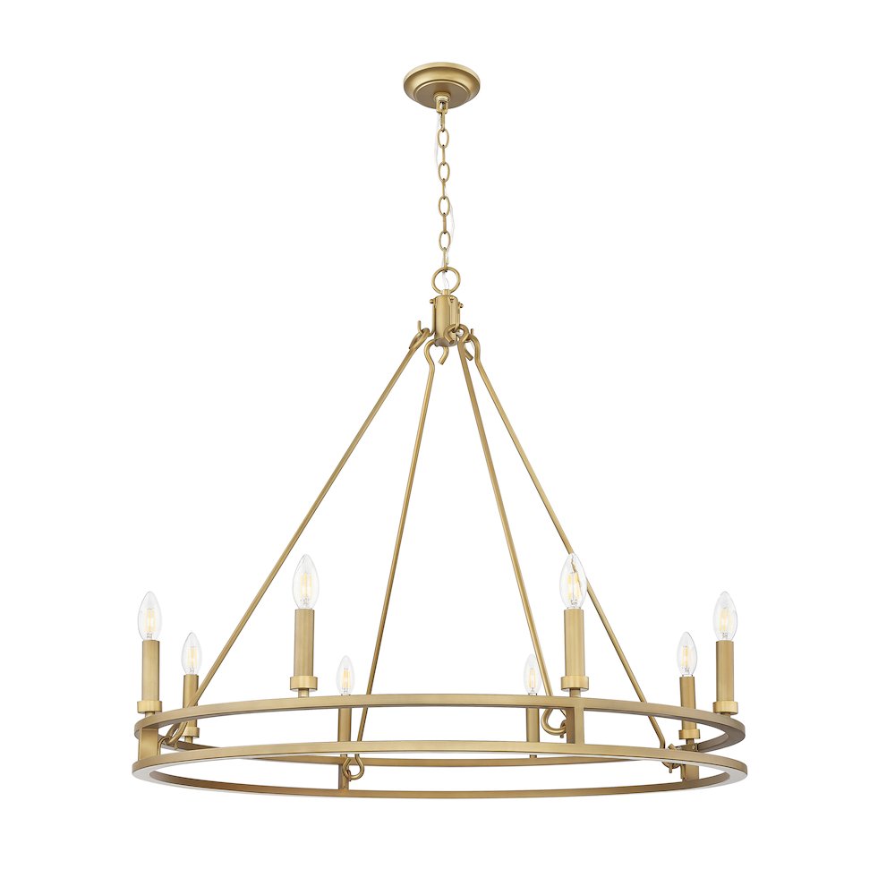 Z-Lite Dennison 8 Light Chandelier in Signature Brass color, Steel frame. Picture 4