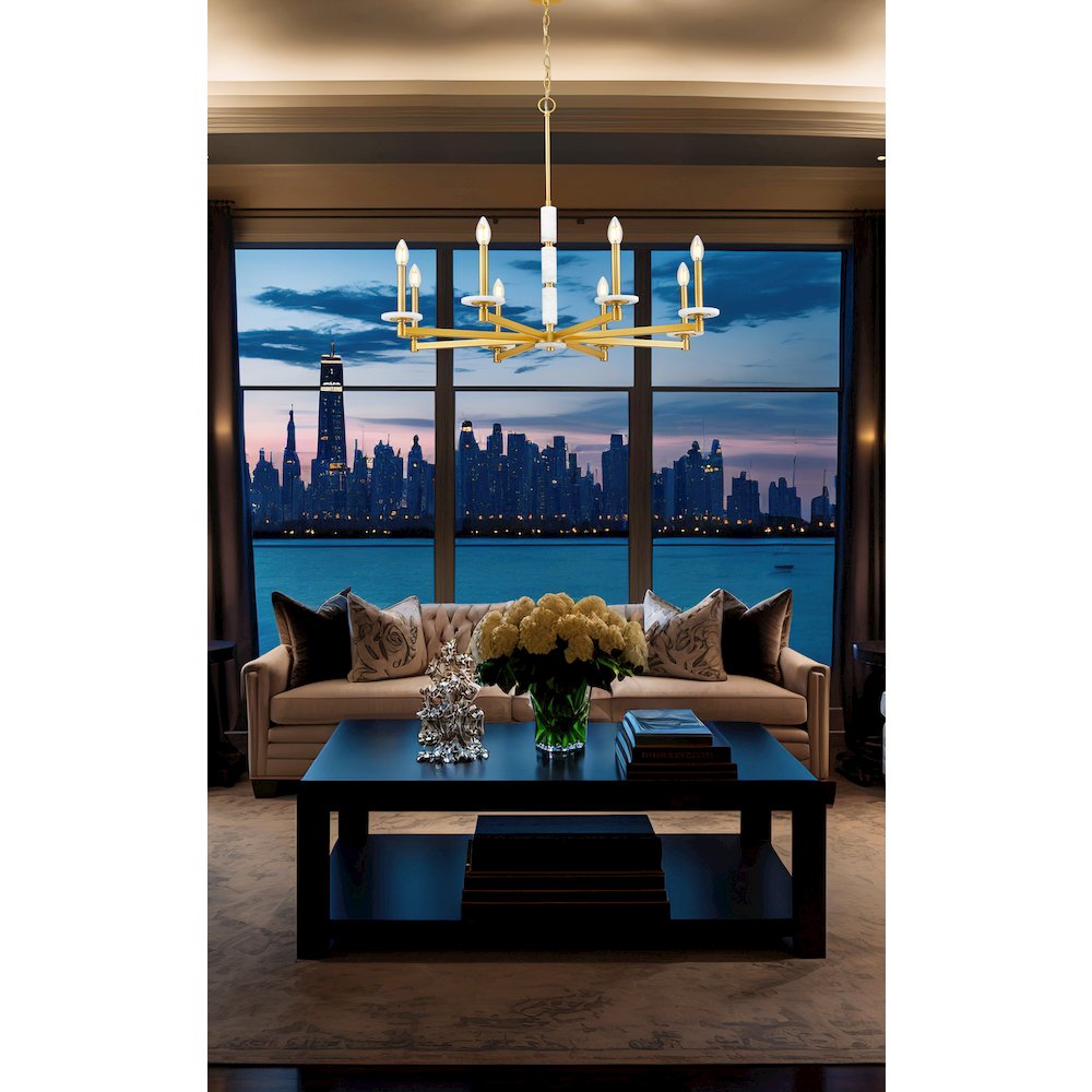 Z-Lite Kaden 8 Light Chandelier in Modern Gold color, Steel frame. Picture 7