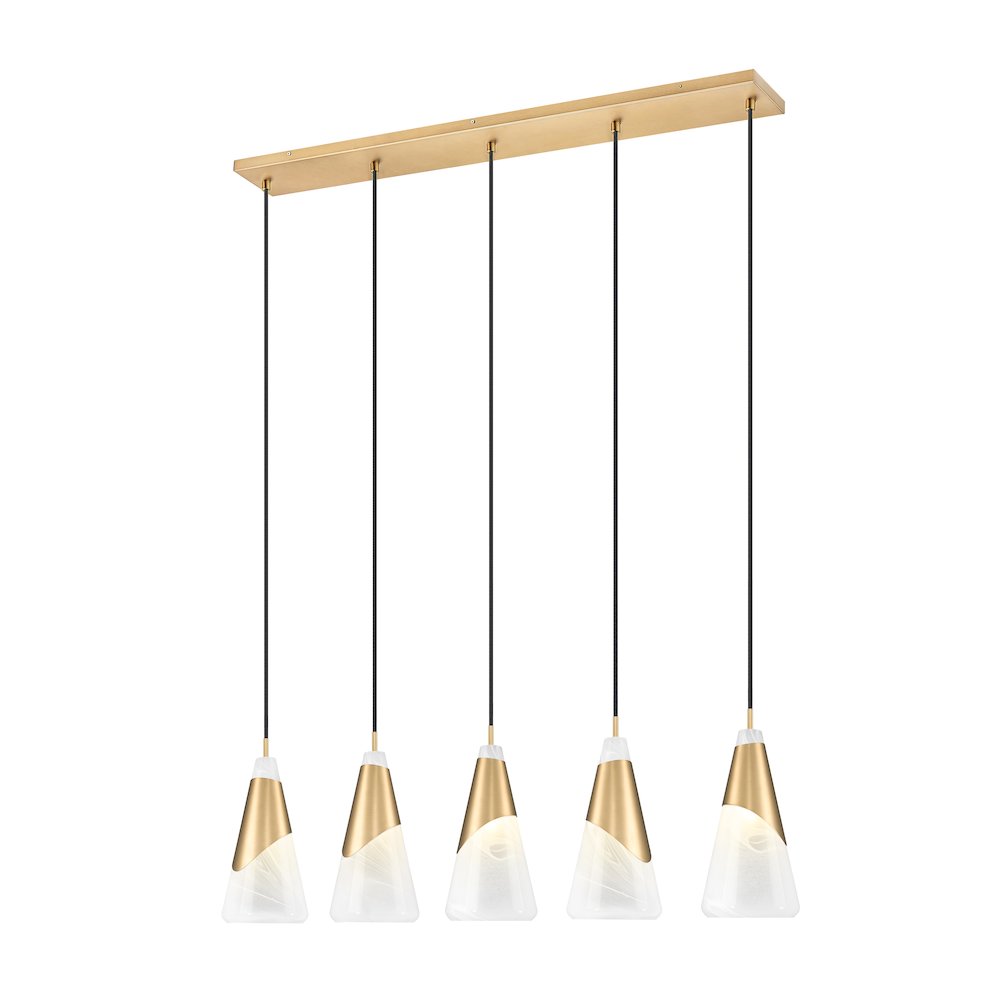 Z-Lite Aimie 5 Light Linear Chandelier, Modern Gold. Picture 1