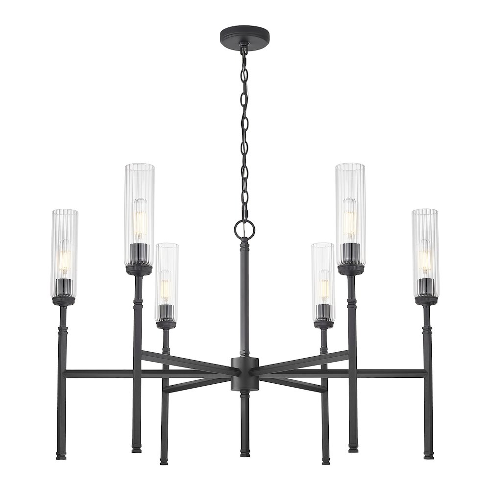 Z-Lite 6 Light Chandelier, Matte Black. Picture 3