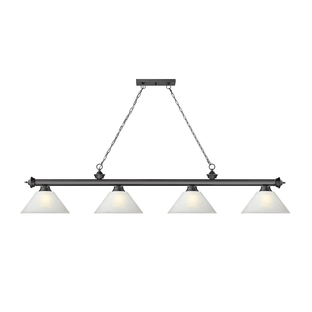 Z-Lite Cordon 4 Light Billiard, Steel Frame, White Linen Shade Color. Picture 2