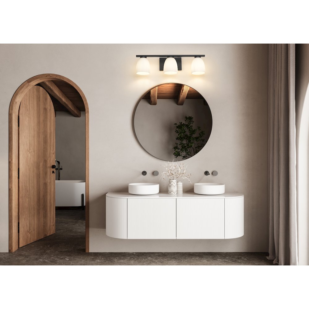 Z-Lite Naya 3 Light Vanity in Matte Black color, Steel frame. Picture 6