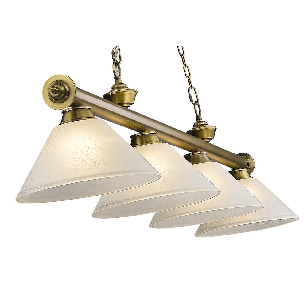Z-Lite Cordon 4 Light Billiard, Steel Frame, White Linen Shade Color. Picture 4