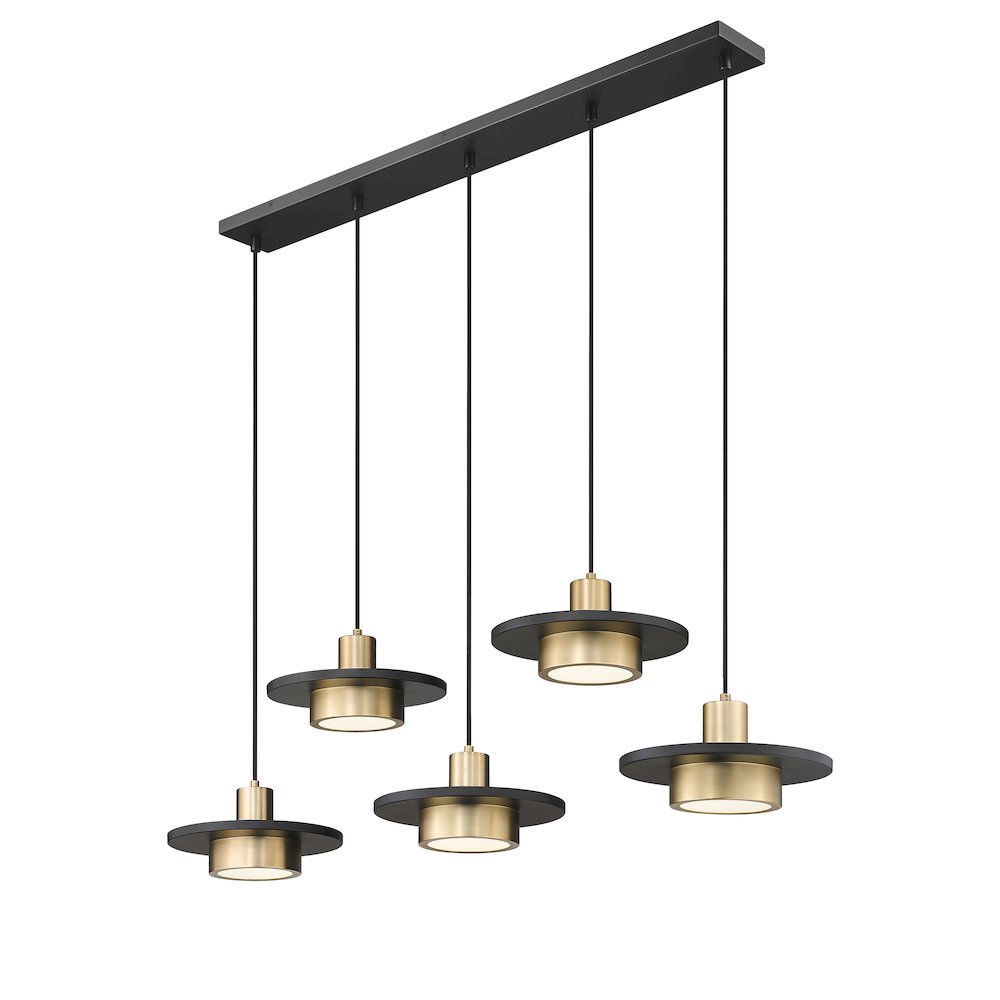 Z-Lite 5 Light Linear Chandelier, Matte Black + Modern Gold. Picture 3