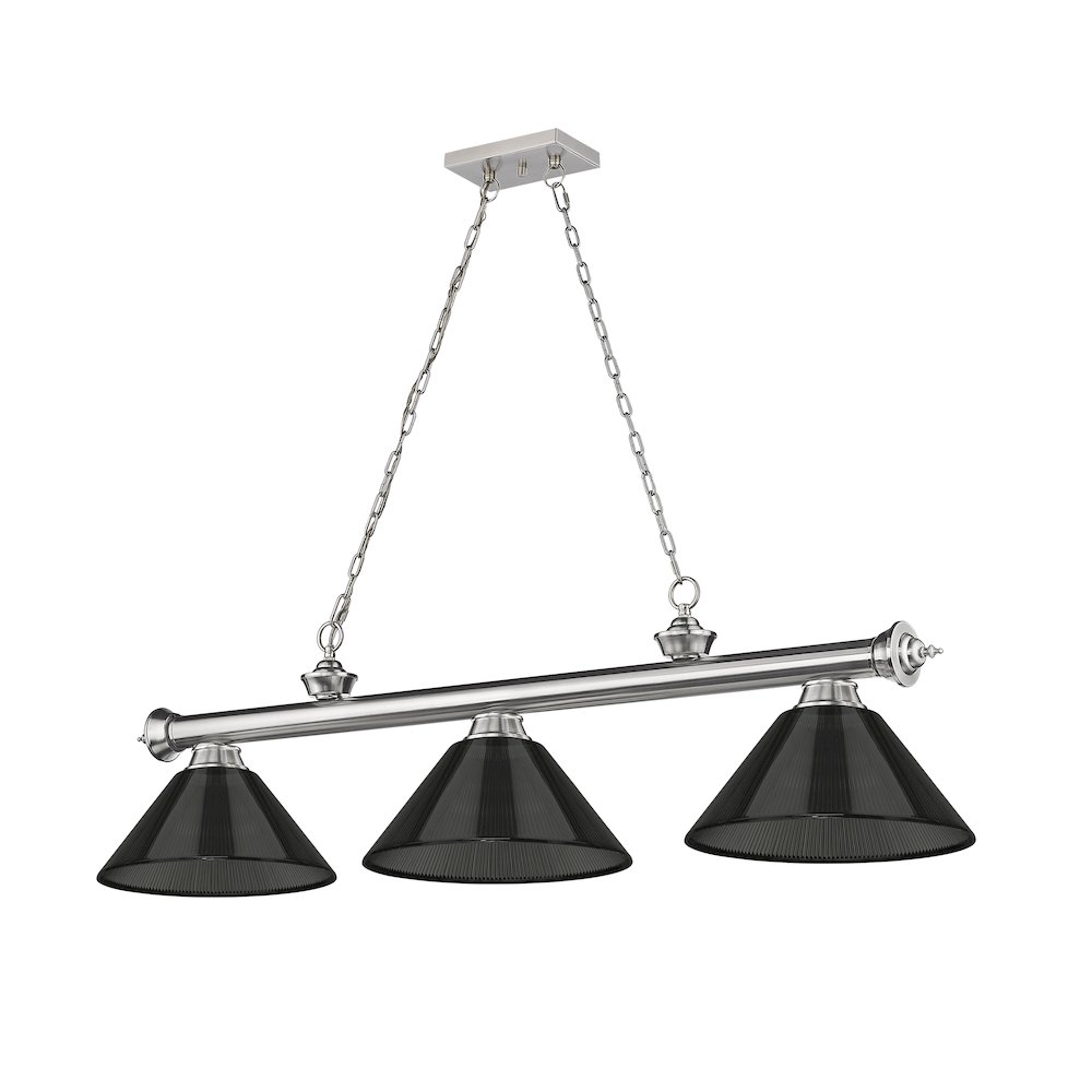 Z-Lite Cordon 3 Light Billiard, Steel Frame, Smoke Shade Color. Picture 5