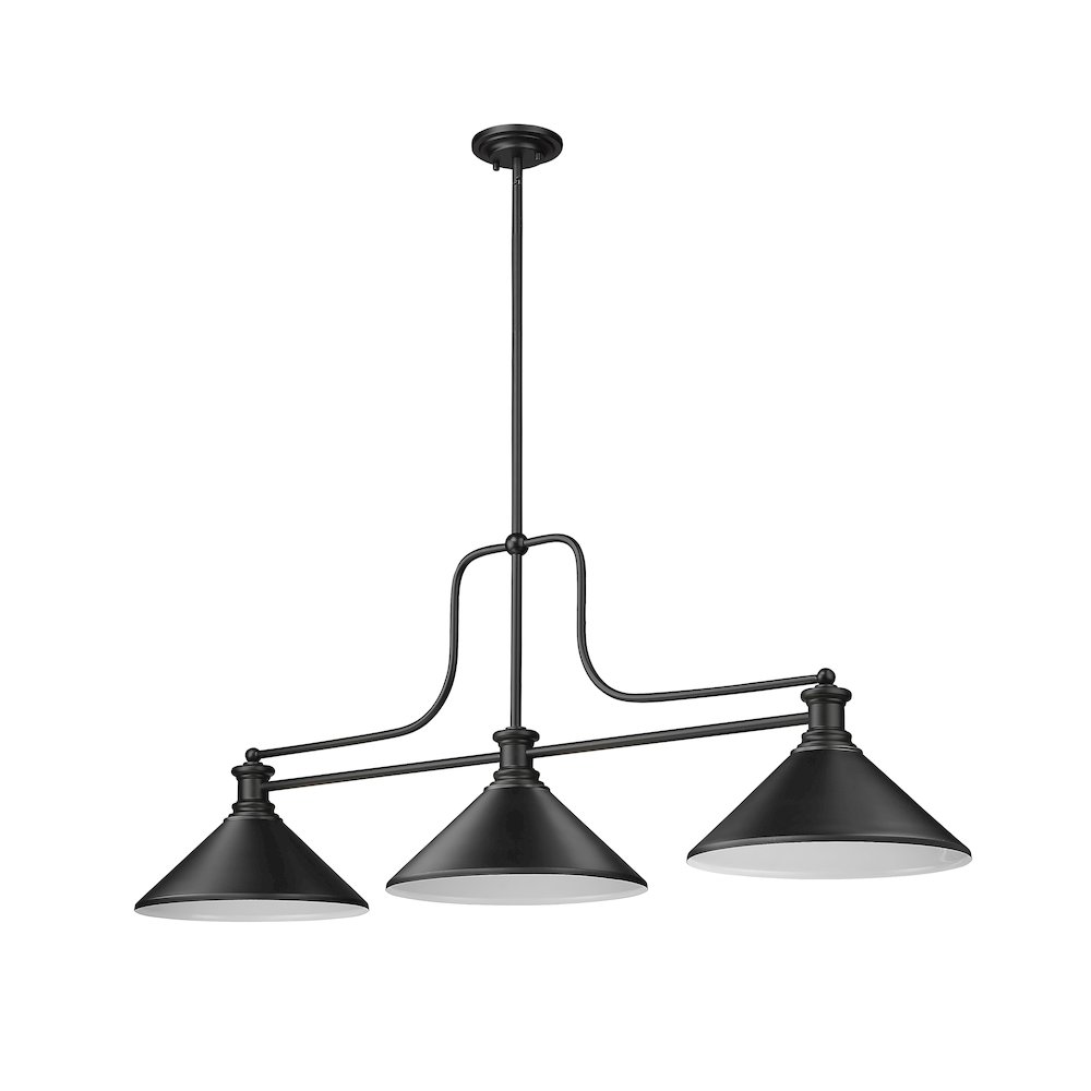 Z-Lite Melange 3 Light Billiard, Steel Frame, Matte Black Shade Color. Picture 5