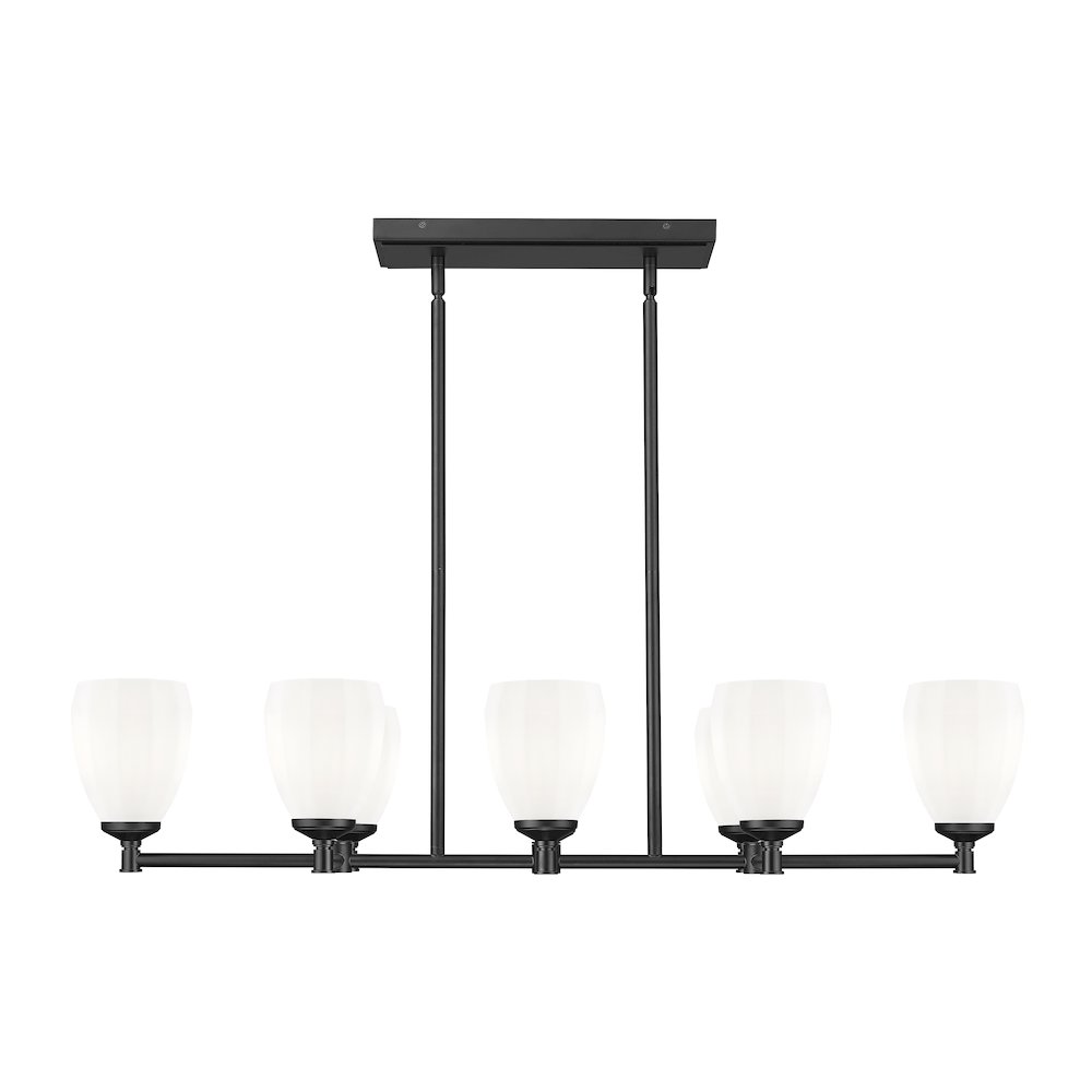 Z-Lite Oren 8 Light Linear Chandelier in Matte Black color, Steel frame. Picture 2