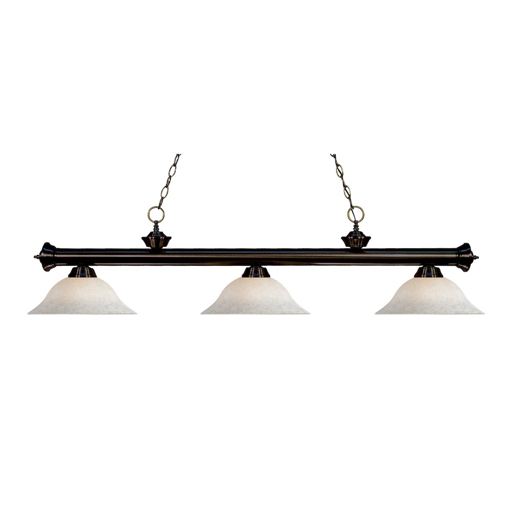 Z-Lite Riviera 3 Light Billiard, Steel Frame, White Mottle Shade Color. Picture 1