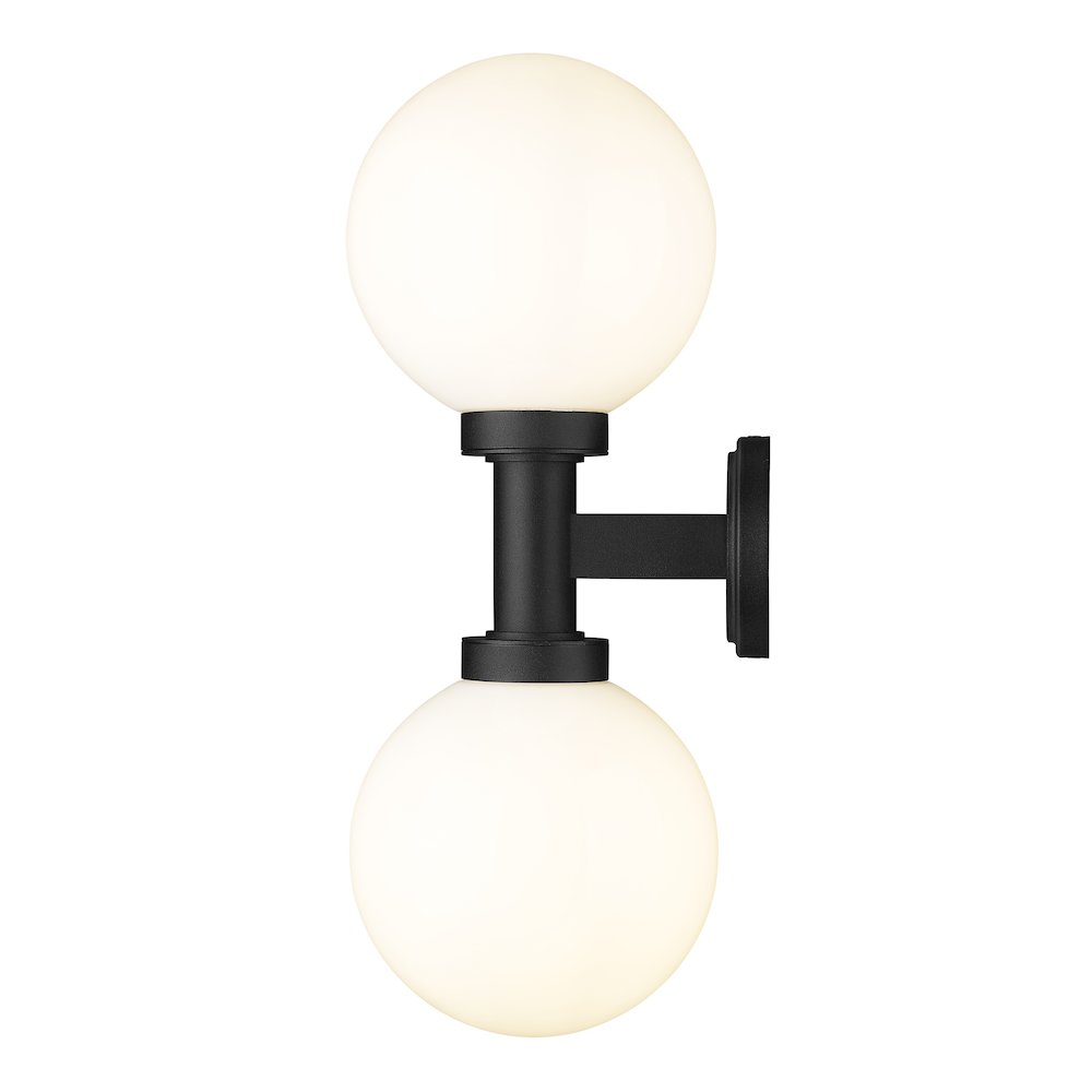 Z-Lite Laurent 2 Light Outdoor Wall Light in Black Frame Finish. Picture 3