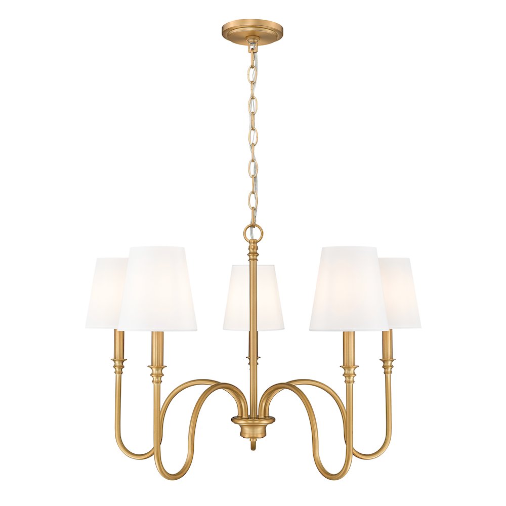 Z-Lite 5 Light Chandelier, Rubbed Brass. Picture 1