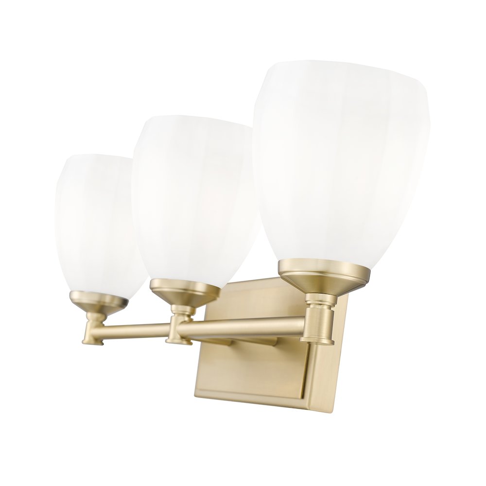 Z-Lite Oren 3 Light Vanity in Modern Gold color, Steel frame. Picture 4