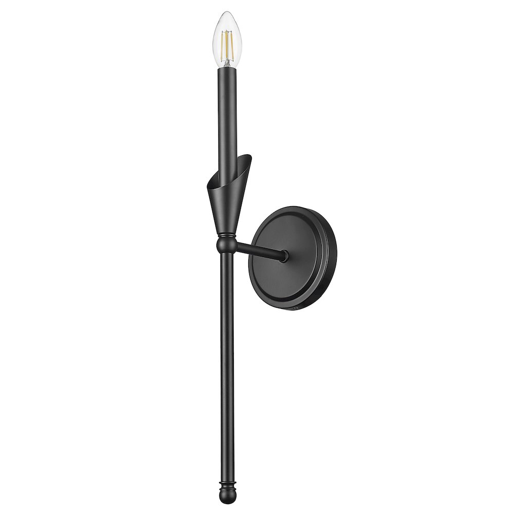 Z-Lite Claudelle 1 Light Wall Sconce in Matte Black color, Steel frame. Picture 3
