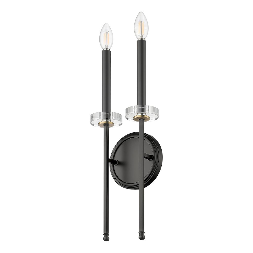 Z-Lite 2 Light Wall Sconce, Matte Black+Mordern Gold. Picture 7