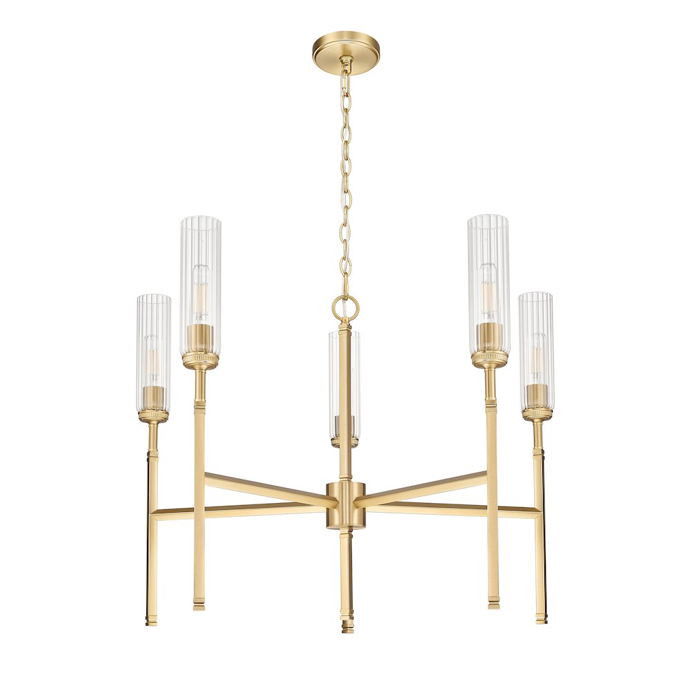 Z-Lite 5 Light Chandelier, Modern Gold. Picture 7