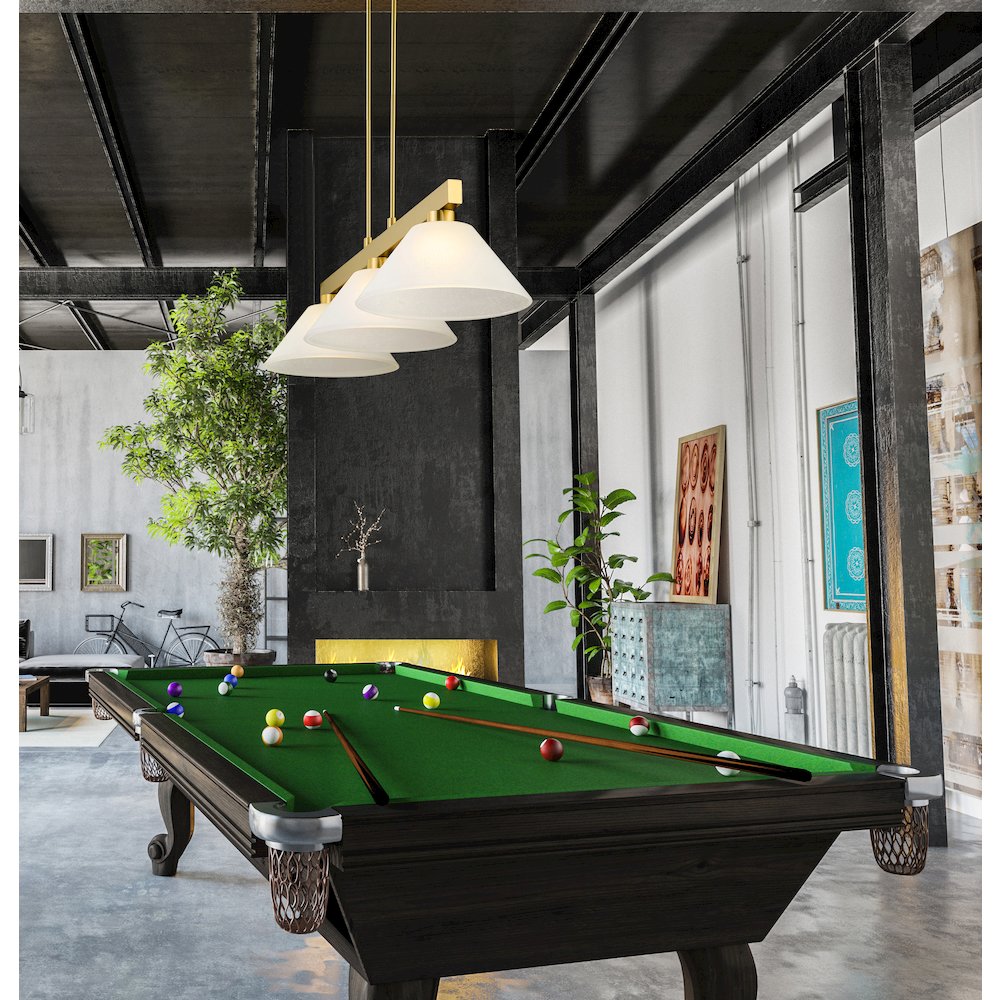 Z-Lite Cobalt 3 Light Billiard, Steel Frame, White Linen Shade Color. Picture 6