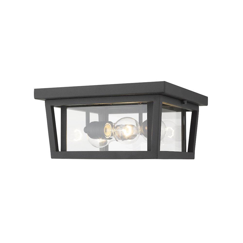 Z-Lite Seoul 3 Light Outdoor Flush Mount, Black. Picture 1