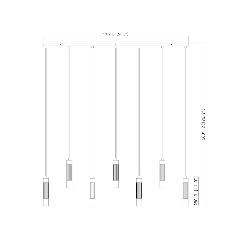 Z-Lite Stari 7 Light Linear Chandelier in Matte Black color, Steel frame. Picture 8