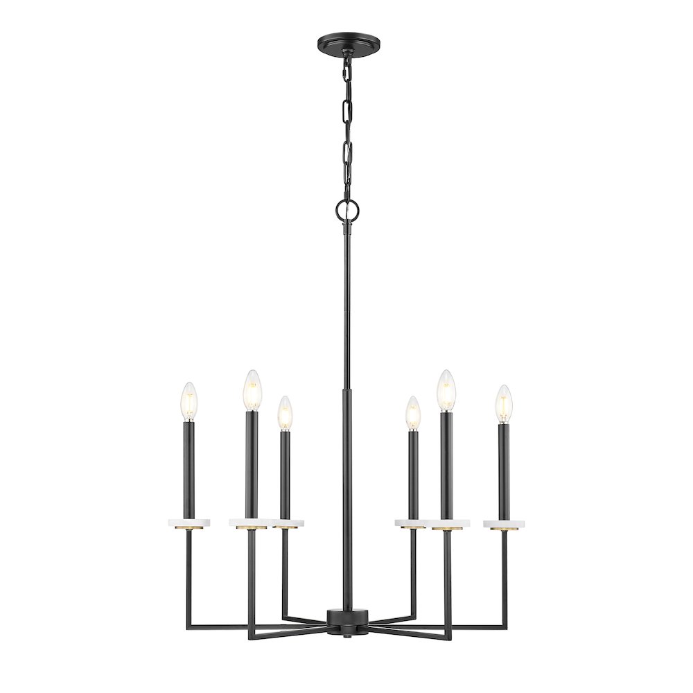 Z-Lite 6 Light Chandelier, Matte Black+Mordern Gold. Picture 1