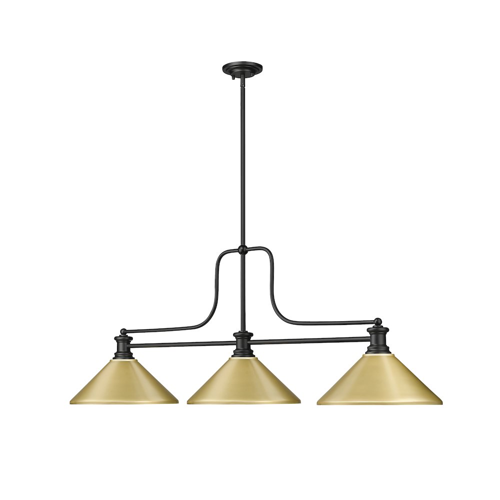 Z-Lite Melange 3 Light Billiard, Steel Frame, Satin Gold Shade Color. Picture 3