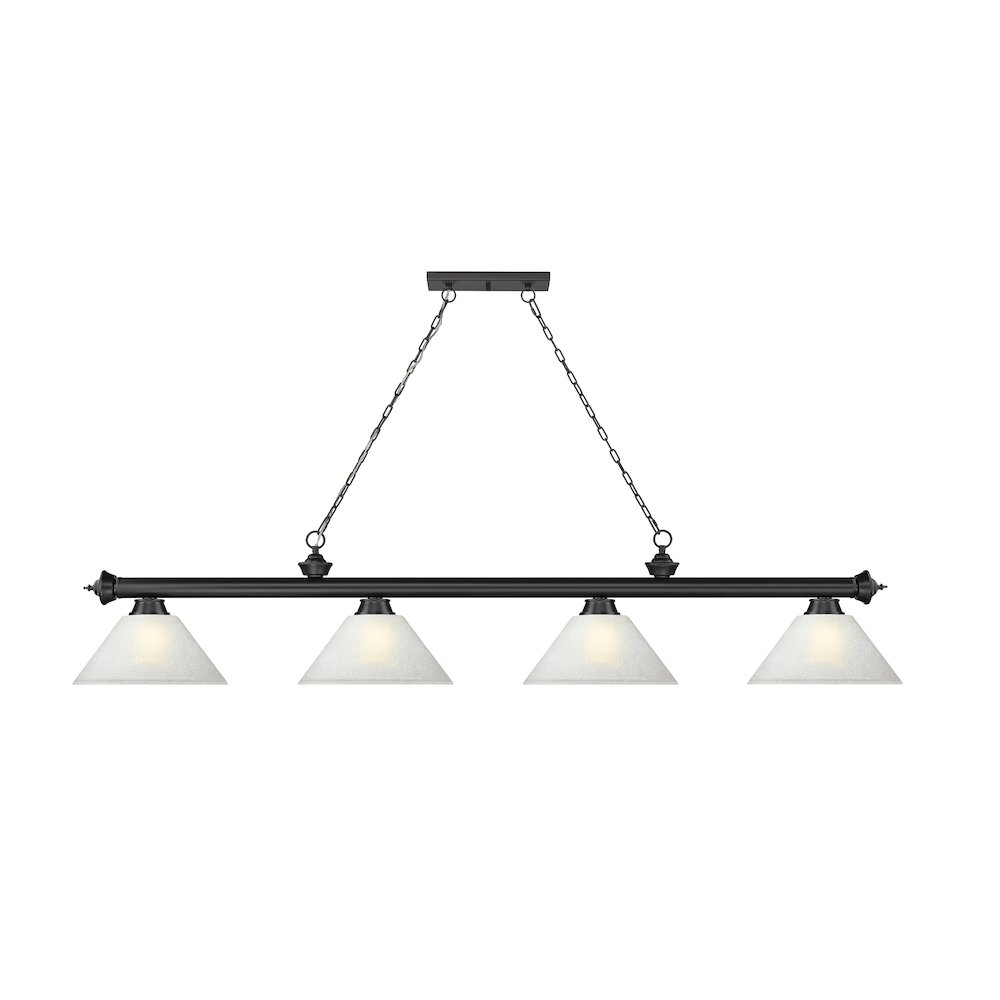 Z-Lite Cordon 4 Light Billiard, Steel Frame, White Linen Shade Color. Picture 2