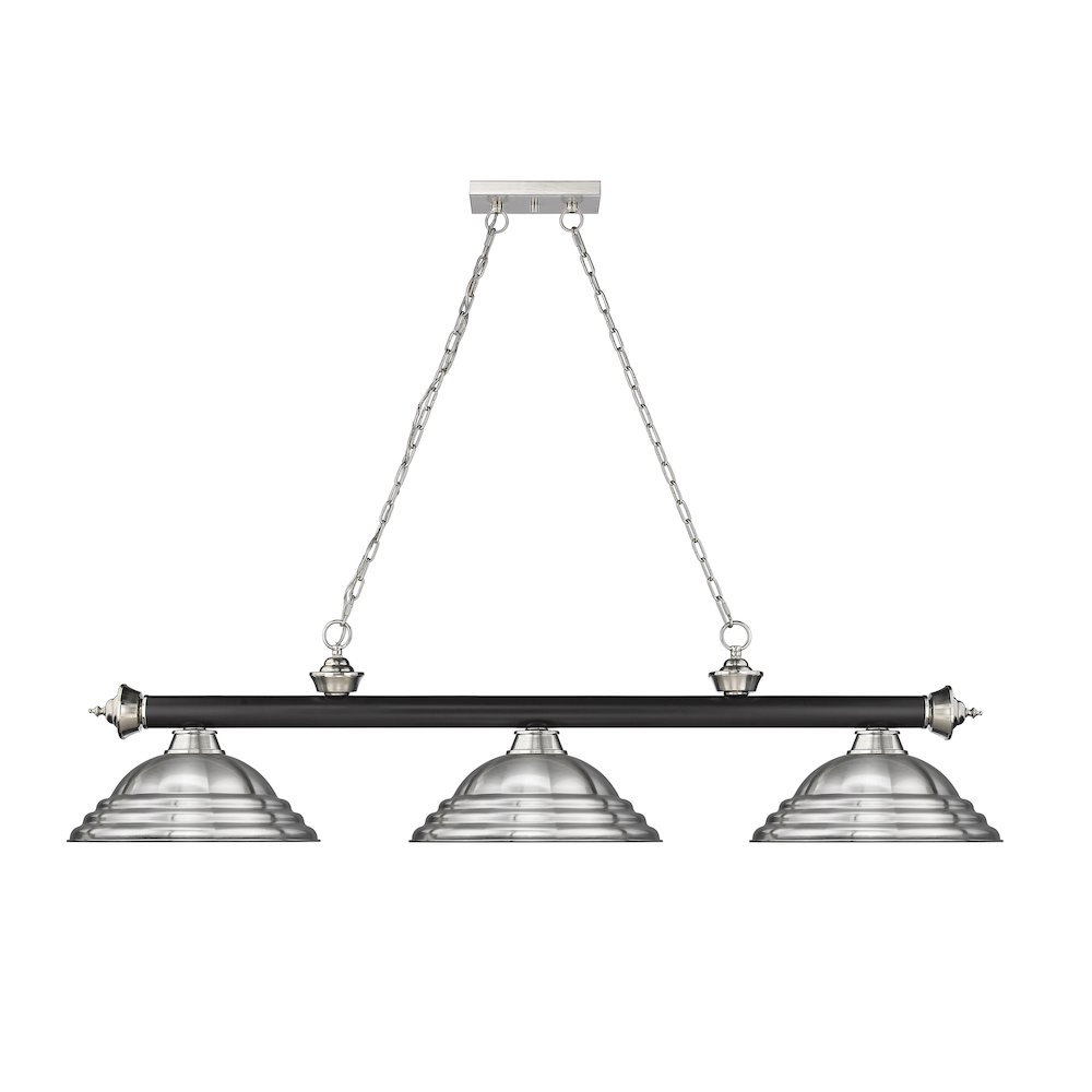 Z-Lite Cordon 3 Light Billiard, Steel Frame, Brushed Nickel Shade Color. Picture 2